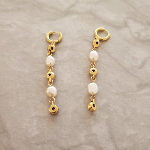 ✨ J.Crew Pearl Rhinestone Crystal Bridal Wedding Formal Drop Dangle Earrings ✨ - Picture 7 of 8